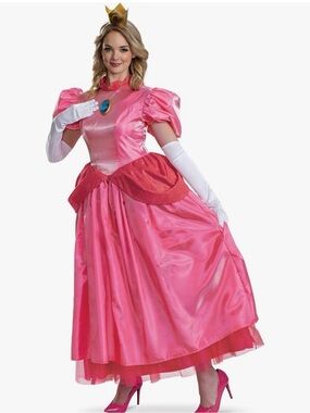Disguise Women's Pink Princess Gown with Crown and Jewel Brooch